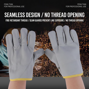 Gants de soudage en cuir de vachette, résistants à la chaleur, de protection robuste, à manchette courte, pour le soudage industriel - Product Image 5