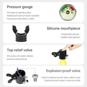 DIDEEP taşınabilir siyah alüminyum 0.5L + 0.5L tüplü dalış Ait Tank kiti - Product Image 4