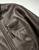 Approvisionnement direct d'usine, alternative de marque de luxe, veste en cuir d'agneau véritable marron pour homme, mode décontractée, prix compétitif