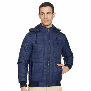 Chaqueta de invierno unisex para hombre, chaqueta acolchada de nailon con relleno de algodón acolchado, manga larga, informal, de longitud estándar, estaciones del monzón - Product Image 1