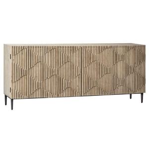 Armoire en bois vintage marron pour salon, 4 portes, grande capacité de rangement, buffet - Product Image 1