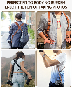 Tali Kulit Asli Mewah untuk Dua Kamera, <span class=keywords><strong>Harness</strong></span> Ganda, Multi Gear, Fotografi Satwa Liar, Dapat Disesuaikan - Product Image 3