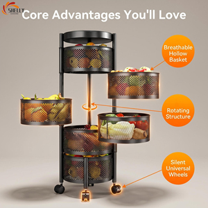 Étagère de rangement rotative en fer à 5 niveaux XL pour cuisine, salle de bain, <span class=keywords><strong>garage</strong></span>, panier à fruits et légumes, organisateur pour chaussures, vêtements, outils - Product Image 4