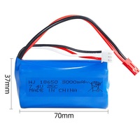 Batterie 18650 pour jouets télécommandés, voitures, drones, quadricoptères, bateaux, connecteurs Deans T JST XT60 XT30, batterie Lipo 2S 7.4V 3000mah