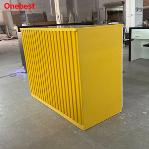 Tavolo da Cucina/<span class=keywords><strong>Bar</strong></span> in Pietra Artificiale Gialla di Piccole Dimensioni, Espositore Moderno per Arredamento Cucina Domestica - Product Image 1