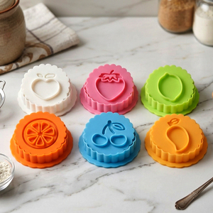 Emporte-pièces 3D circulaires festonnés pour biscuits sandwich, avec motifs <span class=keywords><strong>de</strong></span> fruits fourrés (pêche, mangue, citron, cerise, orange, fraise) - Product Image 6