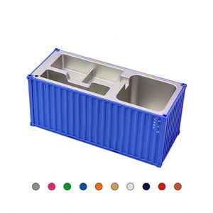 Support à crayons en forme de conteneur d'expédition, couleur jaune, petit conteneur en plastique, porte-crayons de bureau, rangement pour le bureau - Product Image 1