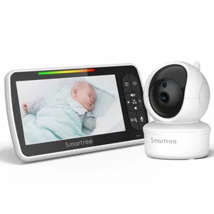 Fabrika kamera ile 5.0 inç bebek izleme monitörü Video dadı HD güvenlik gece görüş sıcaklık uyku kamera ses bebek izleme monitörü