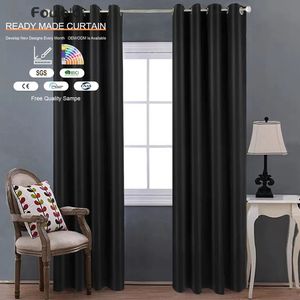 Fábrica al por mayor en línea de color sólido de poliéster <span class=keywords><strong>cortinas</strong></span> opacas listas - Product Image 1