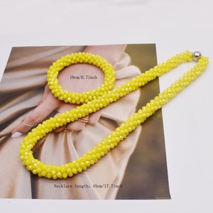 סט שרשרת וצמיד מחרוזי קריסטל צבעוניים, תכשיטי אופנה, שרשרת וצמיד חרוזים לנשים - Product Image 1