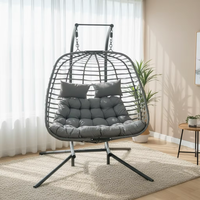 Chaise suspendue en osier pour 2 personnes, avec support, robuste, double balançoire, chaise hamac pour patio et jardin, directement de l'usine