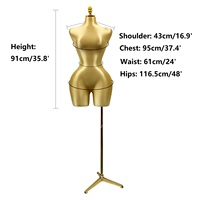 Mannequin Femme en Tissu avec Courbes Brésiliennes (BBL) pour Robe de Mariée, Demi-Corps, Grande Taille, Poitrine Généreuse, Fesses Proéminentes, Hauteur Réglable
