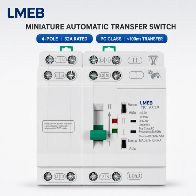 Automatic Transfer Switch Panel 4P Generator ATS Controller 40A/50A/60A/30A/20A/16A Output Currents Automatic Transfer Switching