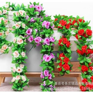 Guirlande de roses artificielles Maihe 100cm 200cm, fleurs en soie et plastique, décoration pour plafond, mur, mariage, fête - Product Image 1