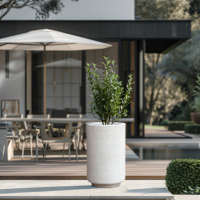 Vente en gros d'usine, pot rond haut en fibre-ciment, pot de fleurs d'intérieur et d'extérieur, pot de fleurs en béton