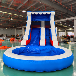 Scivolo d'Acqua Gonfiabile Commerciale Ceyu con Doppia Corsia Rossa, Finestra di Sicurezza e Piscina Rotonda per Noleggio Estivo - Product Image 2