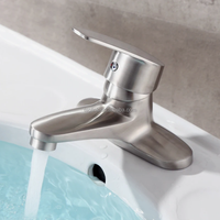 Venta Directa de Fábrica: Grifo Comercial de Agua Corta con Monomando, Montaje en Cubierta, Acero Inoxidable, Acabado Cromado, con Medidor, para Baño