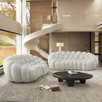 Canapé 3 places Atunus pour salon, compressé sous vide, confortable, moderne, en tissu nid d'abeille gris, style bulle