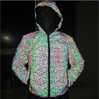 Nouvelle mode loisirs haute paillettes poisson échelle motif impression arc-en-ciel lueur dans le noir lumineux réfléchissant veste manteau vêtements