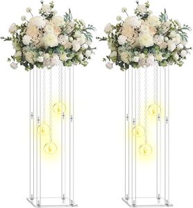 Vases en acrylique transparent LANJO pour centres de table de mariage, supports à fleurs avec bougeoirs suspendus en forme de globe pour la décoration d'événements et de fêtes - Product Image 1