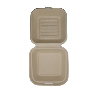 Descartável 6 polegadas 6x6x3 "<span class=keywords><strong>Burger</strong></span> <span class=keywords><strong>Box</strong></span> 450ml capacidade feita Eco-Friendly Sugarcane Bagasse Waterproof Oil Resistant Lunch - Product Image 5