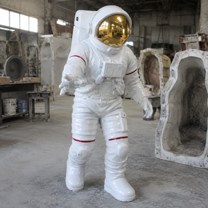 Custom Resin Fiberglass Luminous Astronaut Sculpture Life Size Hand-painted Space Man Statue For Theme Park Mall Science Museum