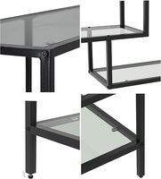 Table console moderne en MDF écologique avec plateau en verre trempé et base en tréteau, meubles de salon