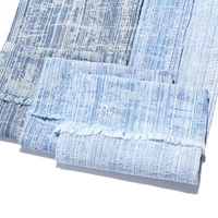 Tissu denim jacquard bleu à rayures déchirées, 80% coton, pour jeans, 9 oz, tissu denim de haute qualité, vente en gros