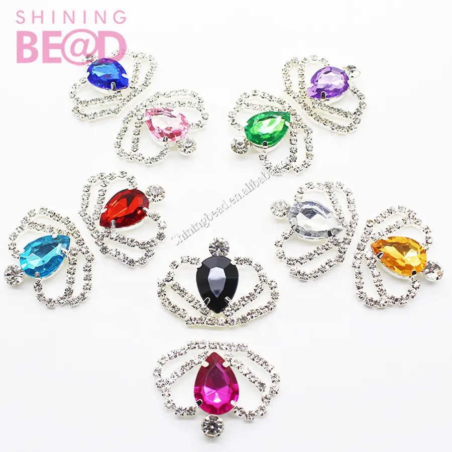 Couronne de boutons en diamant et strass, produit métallique pour embellissements de ruban en gros-grain, boutons de décoration centrale pour cheveux, pièces