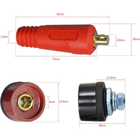 Ensemble de connecteurs et prises pour câble de soudage TIG DKJ10-25 avec raccord rapide rouge et noir