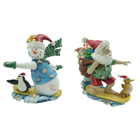 Décoration de Noël résine Hawaii Père Noël Bonhomme de neige aller surfer