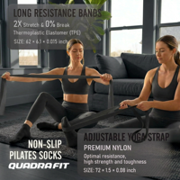 Kit de Pilates Écologique Ajustable Quadra – Équipement de Fitness à Domicile : Anneau de Pilates, Ballon de Yoga, Bandes de Résistance, Lestes de Cheville, Sac
