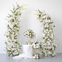 Décoration de mariage : Arche florale artificielle de roses rouges, arrangement de fleurs en forme de corne pour toile de fond de mariage, support floral