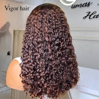 Perruques de luxe en cheveux humains naturels, bouclés, ondulés effet eau, avec dentelle HD 5x5, 20 pouces, 300% de densité, mèches brunes, personnalisables, pour boucles de bébé