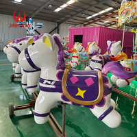 Manège commercial extérieur en fibre de verre avec animaux, équipement d'amusement avec siège de chariot et lampe LED