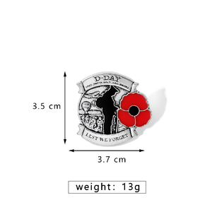 Broche Souvenir Anniversaire du Jour-D en Bronze Antique, Badge Épinglette Émaillée Fleur de Pavot avec Épée Utah Omaha Gold Juno, pour ne pas oublier - Product Image 6