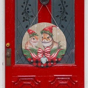 Panneau rond en bois Joyeux <span class=keywords><strong>Noël</strong></span>, motif mignon, impression personnalisée, décoration <span class=keywords><strong>de</strong></span> porte <span class=keywords><strong>de</strong></span> <span class=keywords><strong>Noël</strong></span> 20x20cm, style ferme américaine - Product Image 3