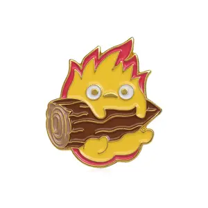 Personalized Brooch Small Fire Hold Wood Badge Souvenir Collection Logo Lapel Pin Clothe Woven Badges Hard Enamel Pin Custom