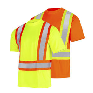 Kaos Kerja Pria Dua Warna Reflektif Kustom, Bahan Polyester Bernapas, Konstruksi Hi Vis, Lengan Pendek, Kaos Keselamatan dengan Logo - Product Image 1