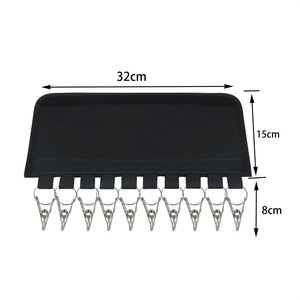 Clothing Organizer Hat Rack With 10 <b>Clips</b> Black Rectangle <b>Hook</b> Type For Drying Clothes And Underwear Storage - Product Image 5