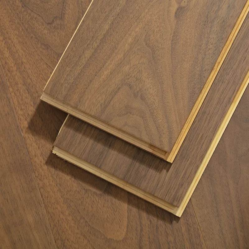 0.6mm thickness veneer engineered wood flooring black walnut surface with dark walnut color wooden flooring