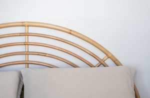 2022 lit rond en bois massif de nouvelle conception avec tête de lit en rotin meubles de lit en teck de Style traditionnel - Product Image 6