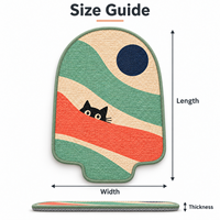 Tapis à gratter pour chat en sisal sur mesure avec motif menthe et blocs de couleur corail et motif chat