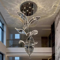 Lustre Moderne de Luxe en Feuilles de Bananier, Grand Luminaire Suspendu LED pour Villa, Escalier, Hôtel, Projet Commercial Haut de Gamme