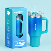 Mug de voyage isotherme en acier inoxydable à double paroi Everich avec logo personnalisé, 40 oz, certifié FDA, avec poignée
