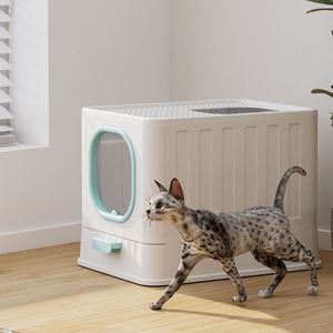 <b>Cat</b> <b>Litter</b> Box Square 65L Plastic Fully Enclosed Odor Control Easy Clean For <b>Cats</b> - Product Image 2