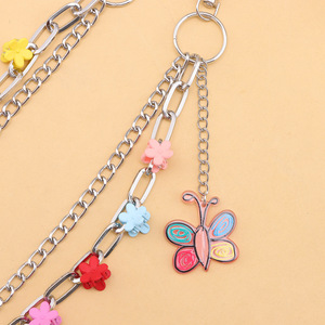 Fashion Waist Chain Colorful Flower Metal Chain Double <b>Ring</b> Butterfly Pendant Casual Body Chain Zinc Alloy - Product Image 4