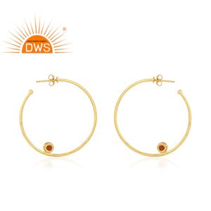 Red Onyx Gemstone <b>Earrings</b> Jewelry Supplier Pretty Women's <b>14k</b> <b>Gold</b> Plated Sterling Silver Designer <b>Hoop</b> <b>Earrings</b> - Product Image 3