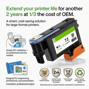 Têtes d'impression compatibles HP 72 pour imprimantes HP Designjet T610 T620 T770 T790 T795 T1100 T1120 T1200 et T1300 - Product Image 1