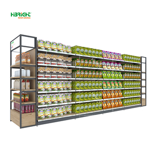 ชั้นวางของแบบกอนโดลาสำหรับงานหนักชั้นวางของในซูเปอร์มาร์เก็ตแร็คไม้สองด้านพร้อมกรอบท้ายดีไซน์โลหะด้านเดียว - Product Image 2